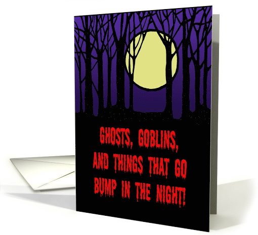 Halloween Card with a Moon and a Silhouetted Forest at Night card