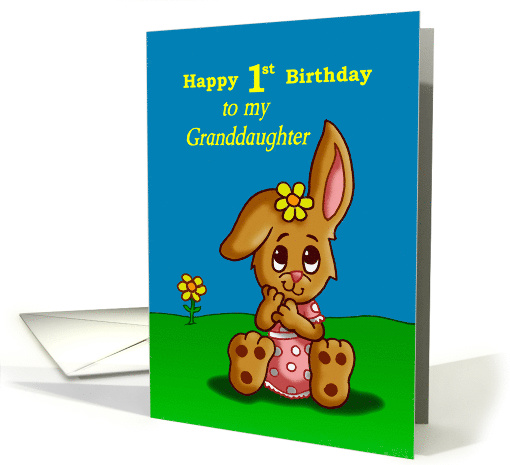 1st Birthday Card for Granddaughter with a Cute Bunny card (1482364)
