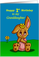 1st Birthday Card for Granddaughter with a Cute Bunny card