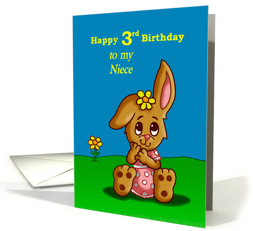 3rd Birthday Card for Niece with a Cute Bunny card (1482388)