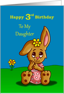 3rd Birthday Card for Daughter with a Cute Bunny card