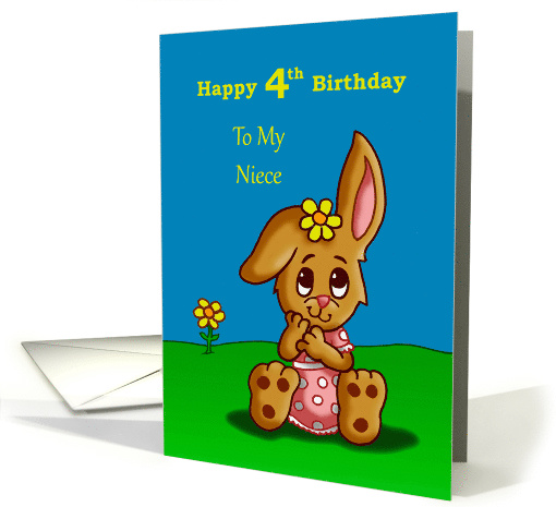 4th Birthday Card for Niece with a Cute Bunny card (1482400)