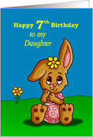 7th Birthday Card for Daughter with a Cute Bunny card