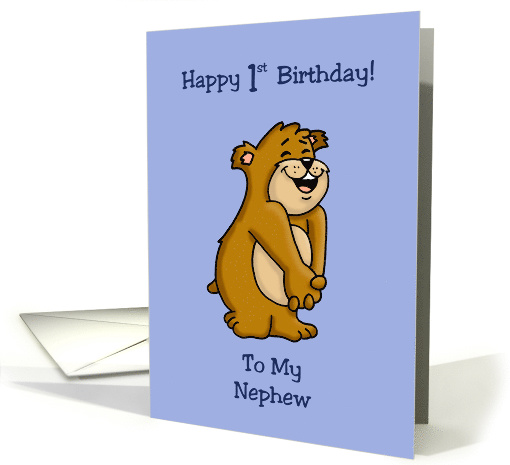 1st Birthday Card for Nephew with a Cute Bear card (1482868)