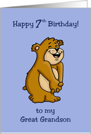 7th Birthday Card for Great Grandson with a Cute Bear card