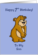 7th Birthday Card for Son with a Cute Bear card