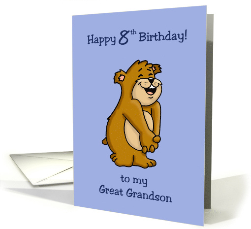 8th Birthday Card for Great Grandson with a Cute Bear card (1483028)