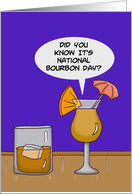 National Bourbon Day With A Drawing of Two Glasses On a Bar card