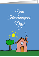National New Homeowners Day Card with a Child-like House Drawing card