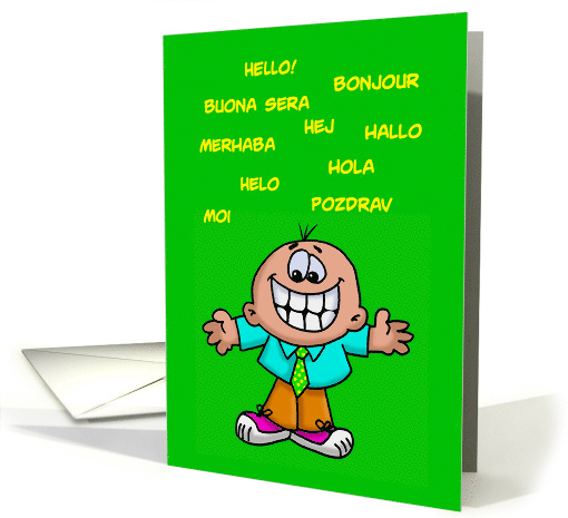 Hi/Hello Card with a Smiling Character and Hello in... (1483386)