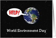 World Environment Day Card with The Earth Yelling Help card