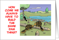 International Beaver Day with a Cartoon of Beavers Building card