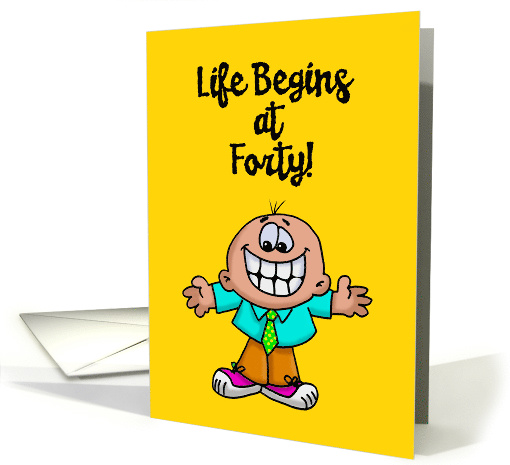 50th Birthday Card Character Says Life Begins At Forty card (1484808)