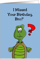 Belated Birthday Card For Brother with a Cartoon Turtle card