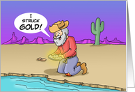Love/Romance Card with a Cartoon of a Prospector Finding Gold card