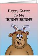 Easter Card with a Cartoon Bear Wearing Bunny Ears card