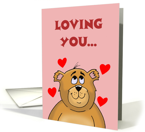 Love/Romance Card with a Cartoon Bear and hearts card (1487030)