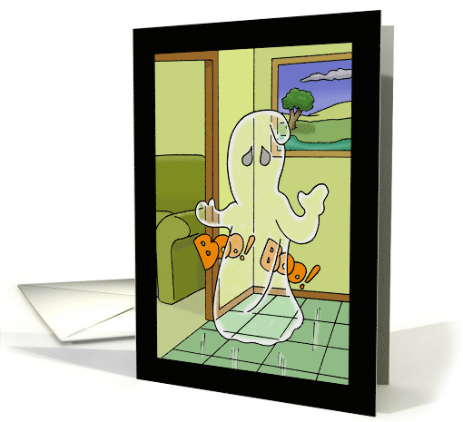 Kids Halloween Card with a Transparent Ghost Saying Boo! Boo! card