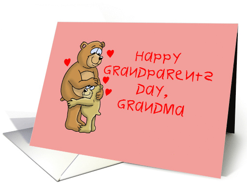 Grandparents Day Card with an Adult Bear Hugging a Cub card (1487132)