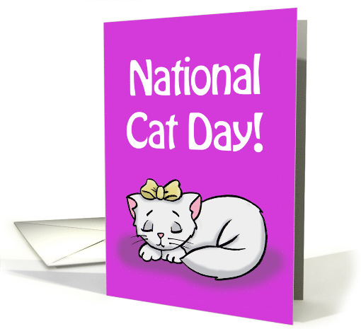National Cat Day with a Cute Sleeping Cat on a Purple ...