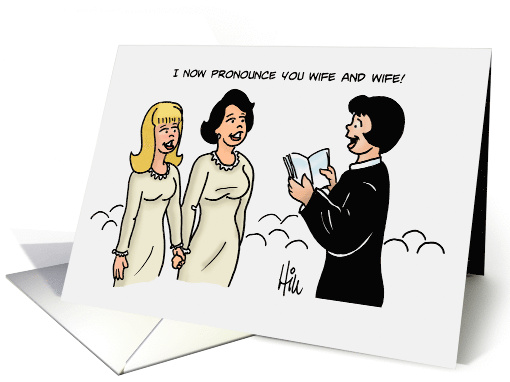Congratulations Card for a Lesbian Wedding with a Cartoon card