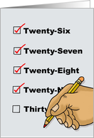 Thirtieth Birthday Card with a Check List of Years card