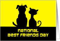 National Best Friends Day Card with Dog and Cat Silhouettes card