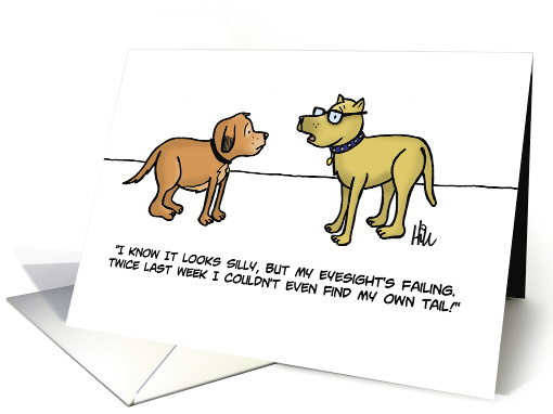 Blank Note Card with a Cartoon of a Dog Wearing Glasses card (1489214)