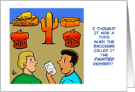 Blank Note Card with a Cartoon of Painted Dessert card