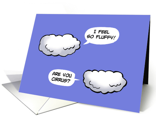 Blank Note Card with a Cartoon of Two Clouds Talking card (1489872)