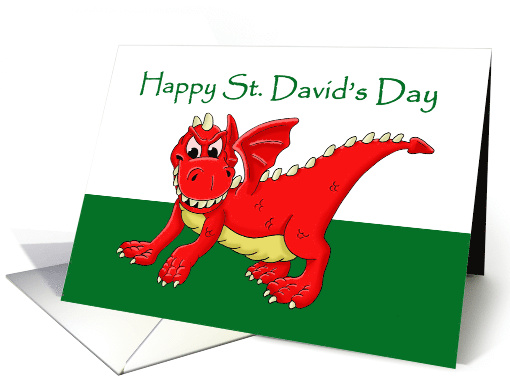 Happy St. David's Day Card with a Red Cartoon Dragon card (1490036)