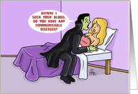 Halloween With Cartoon of Vampire Worried About Social Disease card