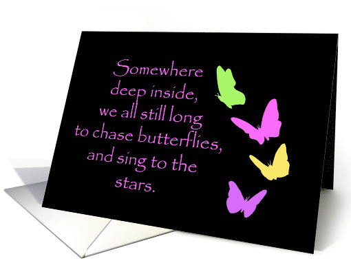 Blank Note Card with Illustration of Pastel Butterflies... (1490214)