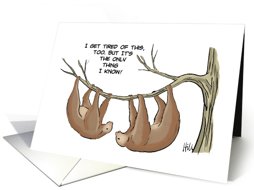 International Sloth Day Card with a Cartoon of Two Sloths in Tree card