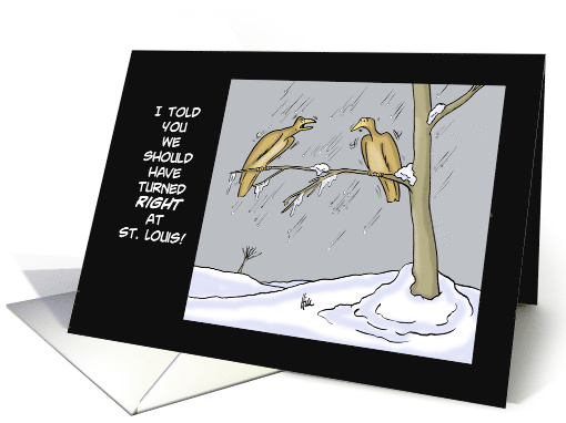 Humorous Blank Note Card with Two Birds In the Snow card (1491402)