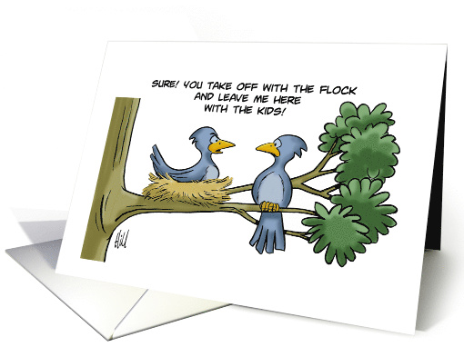 Humorous Blank Note Card with Two Birds on a Branch card (1491408)