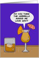 Blank Note Card with Two Drinks, One Has an Umbrella in it card