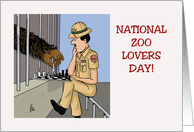 National Zoo Lovers Day Card with Cartoon Showing Chess Game card