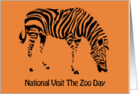 National Visit the Zoo Day Card with stylized Zebra Drawing card