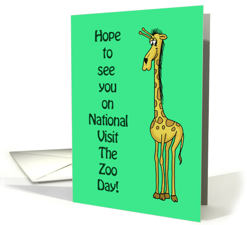 National Visit the Zoo Day Card with Cartoon Giraffe Hope... (1491914)