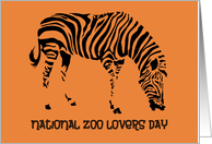 National Zoo Lovers Day Card with Stylized Drawing of a Zebra card