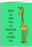 National Zoo Lovers Day Card with Cartoon of a Giraffe card
