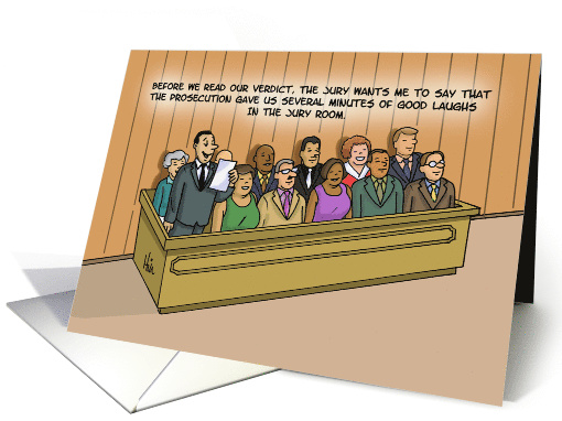 Humorous Law Day Card with a Cartoon of a Jury Foreman's Speech card