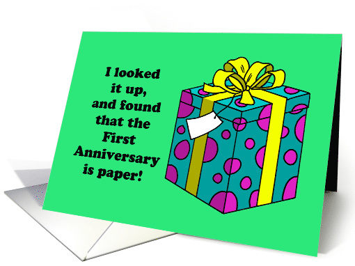 First Anniversary Card with a Gift Wrapped Present card (1493120)