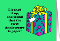 First Anniversary Card with a Gift Wrapped Present card