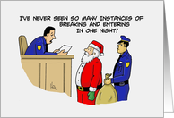 Humorous Law Day Card with a Cartoon of Santa Being Arrested card