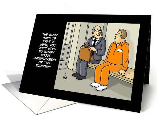 Humorous Blank Note Card with Lawyer Talking with His Client card