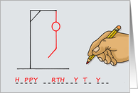 Birthday Card For January 29th with a Hangman Game card