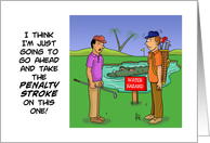 Blank Note Card With Cartoon About Golf Course Water Hazard card