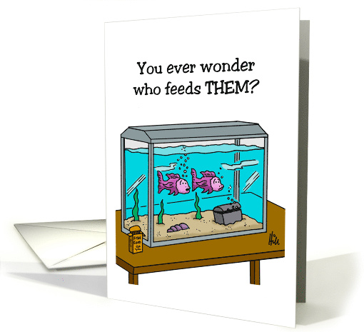 Love Your Pet Day With a Cartoon Of Fish In A Tank card (1496032)